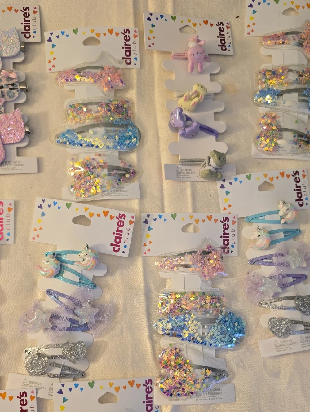 16 Claire's Pastel Hair Clip & Bow Assortment & Key Rings New